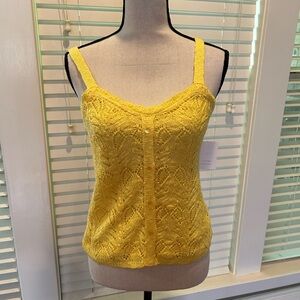 LC Lauren Conrad Women’s Pointelle Sweater Tank Top Yellow XS NWT